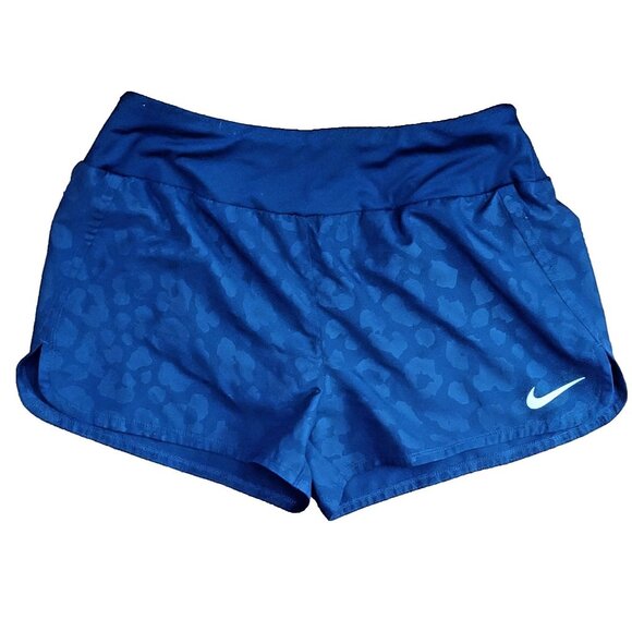 Nike Dri-FIT Running Shorts Women’s Size Medium Blue Drawstring Waist Cheetah - Picture 1 of 5